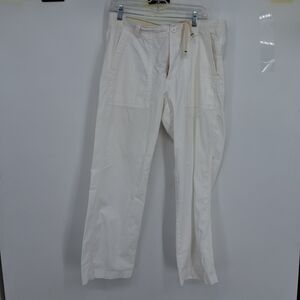Lands' End Men's 32/30 Relaxed Fit White Canvas Pants